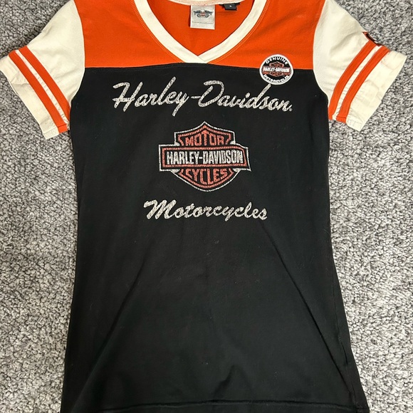 Harley-Davidson WOMEN'S CLASSIC COLORBLOCK V Neck TEE Size S - Picture 3 of 9